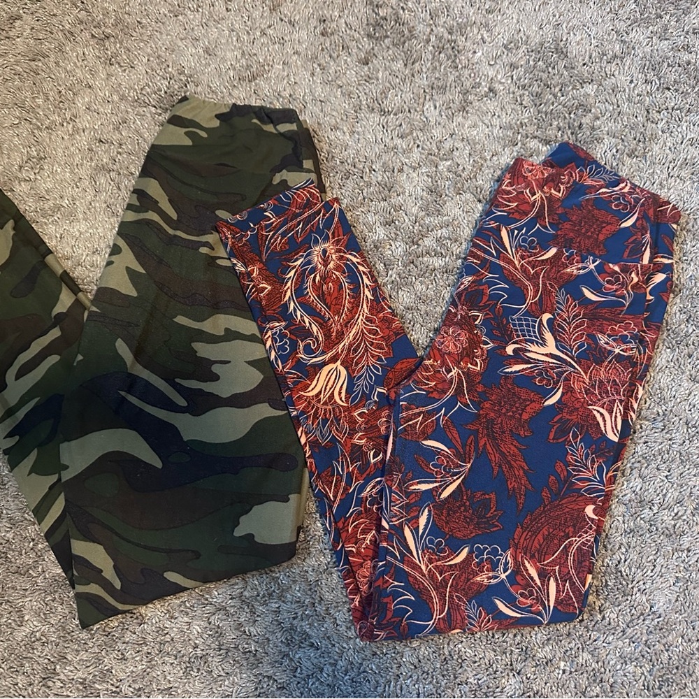 Lularoe Camo and Floral Leggings Set